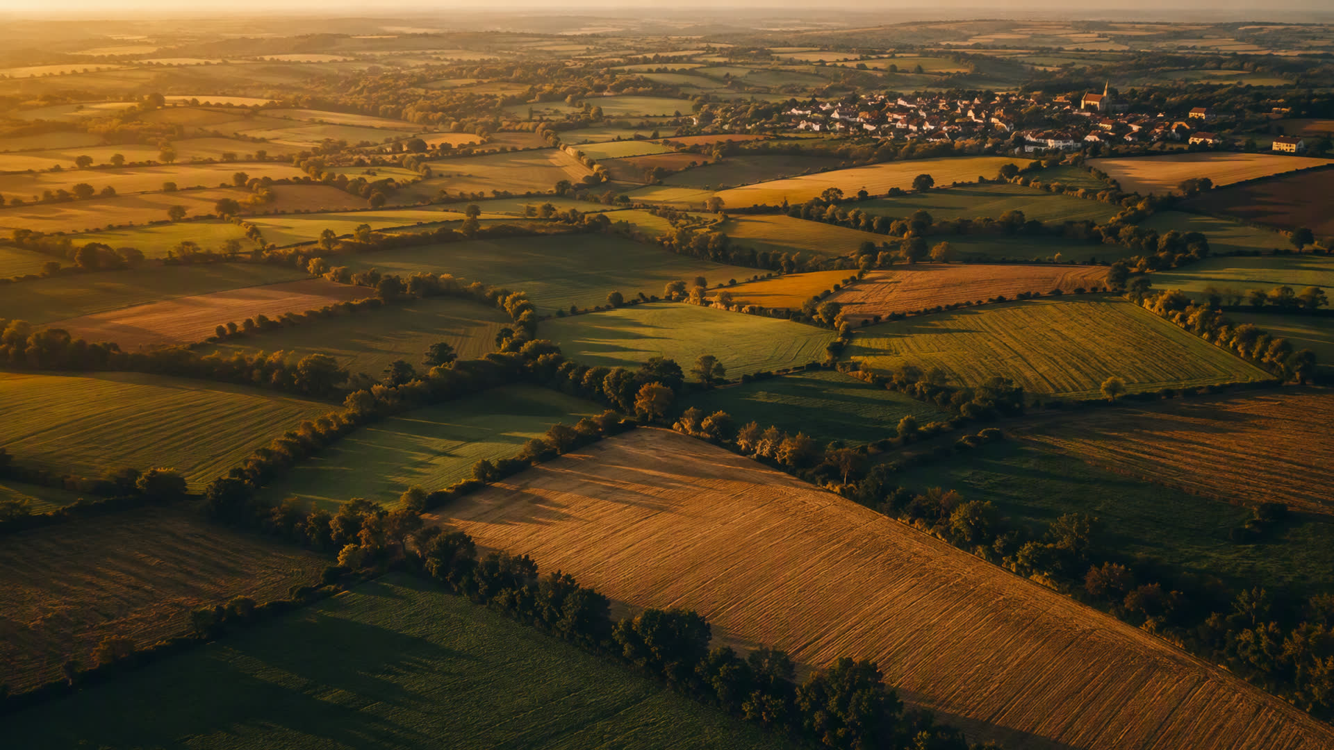 Vue aérienne de parcelles agricoles
